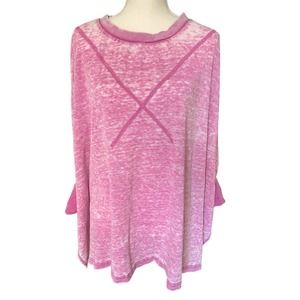 Akemi + Kin Womens Oversized Crew Neck Sweatshirt Long Sleeve Size S Pink